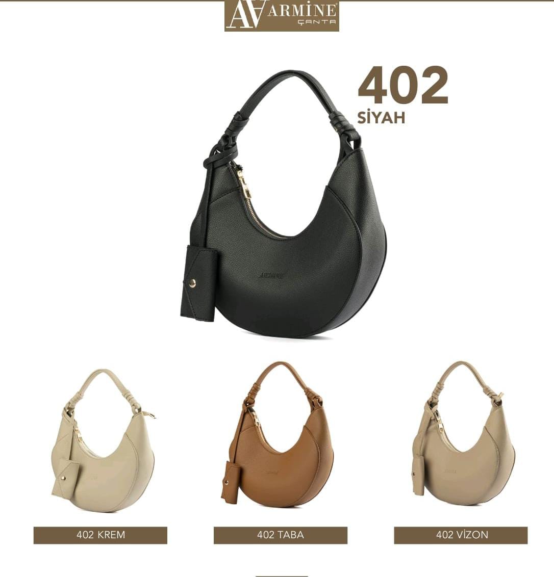 Armine 402 - Premium Deri Görünümlü Minimalist Hobo Bag