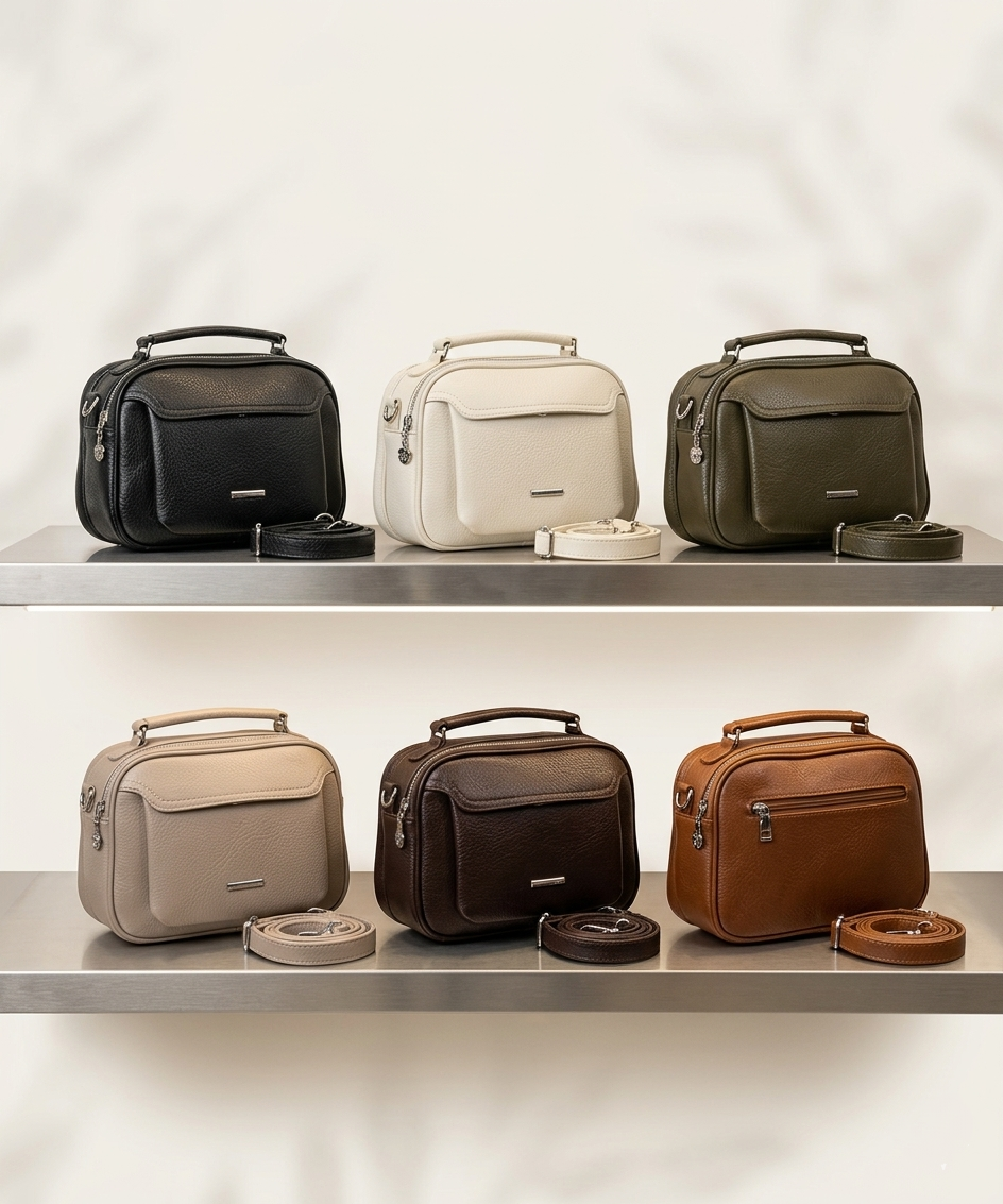 Liana | Dokulu Deri Çok Bölmeli Minimalist Crossbody Çanta
