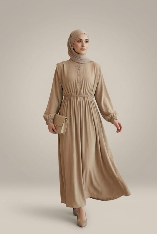 Hera Tencel Kumaş Gizli Düğmeli Dökümlü Butik ferace