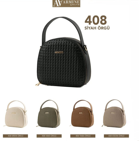 Armine 408 Serisi: Premium Örgü Dokulu Minimalist El ve Omuz Çantası