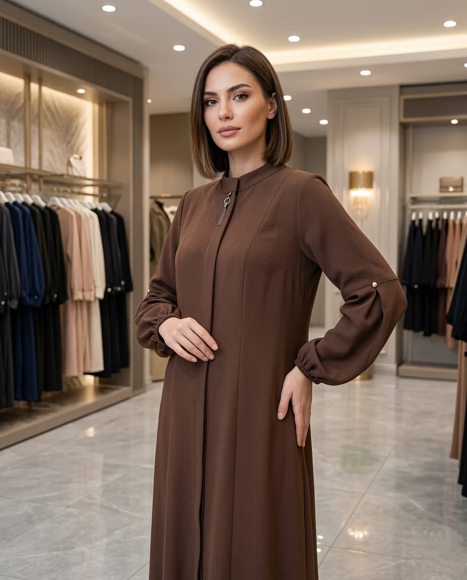 Aura Serisi - Hakim Yaka Manşet Detaylı Premium Ferace Tunik