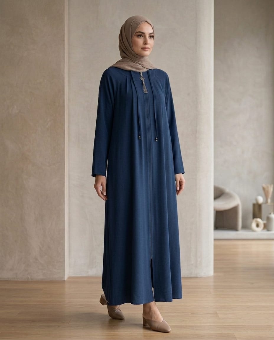 Luvia Pili Detaylı Premium Şifon-Krep Ferace