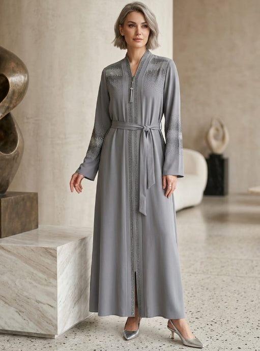 Lumina Kristal İşlemeli Abaya Elbise – Yeni Sezon Özel Koleksiyon
