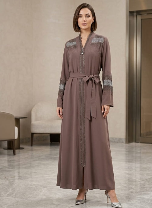Lumina Kristal İşlemeli Abaya Elbise – Yeni Sezon Özel Koleksiyon