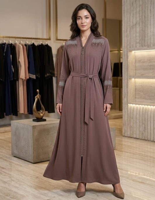 Lumina Kristal İşlemeli Abaya Elbise – Yeni Sezon Özel Koleksiyon