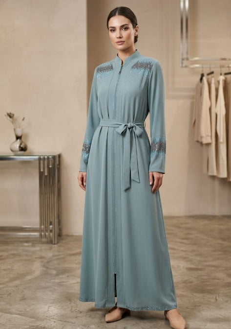 Lumina Kristal İşlemeli Abaya Elbise – Yeni Sezon Özel Koleksiyon