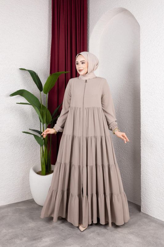Fırfır Detaylı Modern Elbise / Ferace
