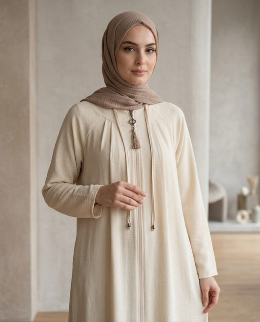 Luvia Pili Detaylı Premium Şifon-Krep Ferace