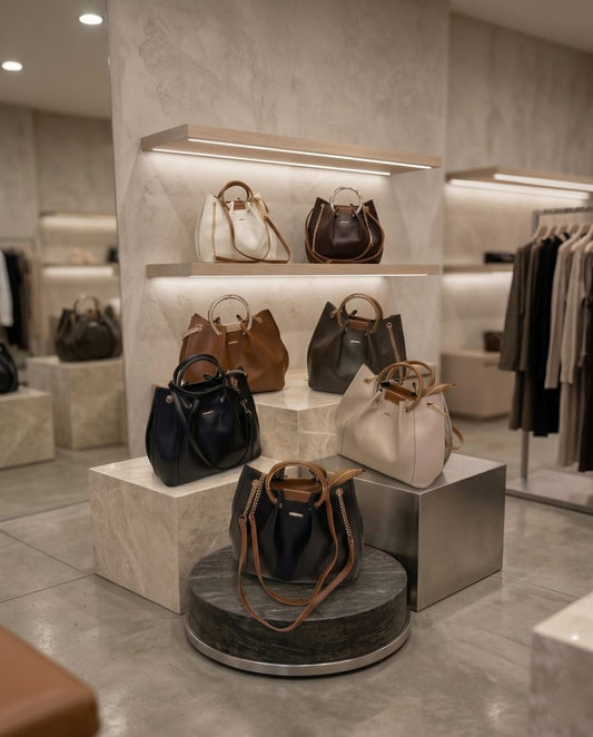 Luvia Grained Leather Bucket Bag – Altın Zincir Detaylı Premium Kol Çantası