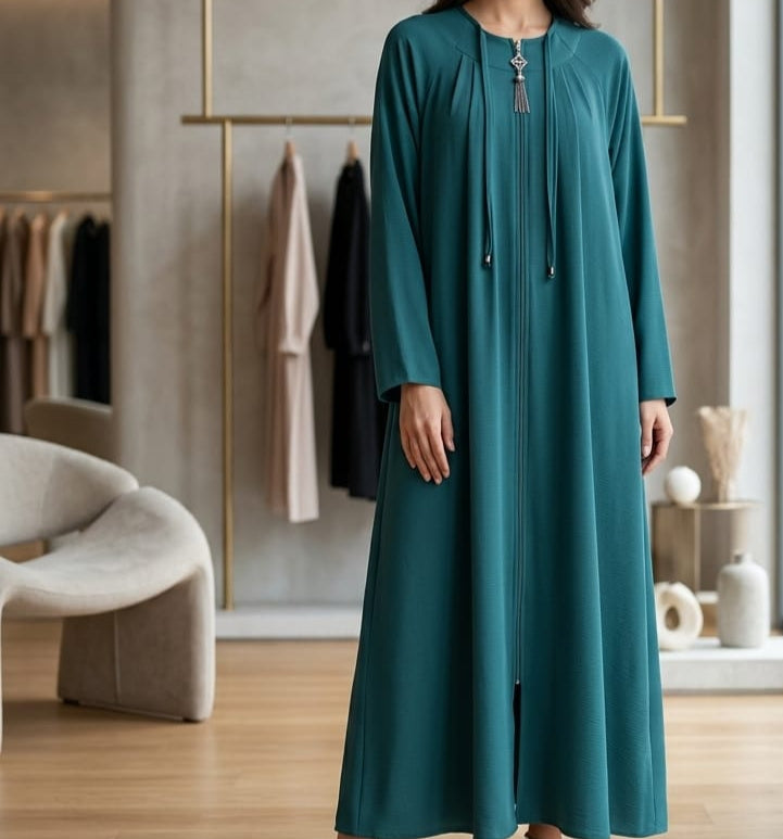 Luvia Pili Detaylı Premium Şifon-Krep Ferace