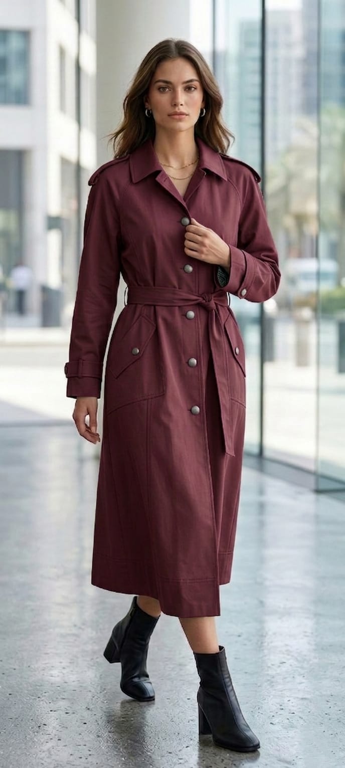 Iconic Silhouette: Epület Detaylı ve Kuşaklı Premium Trençkot