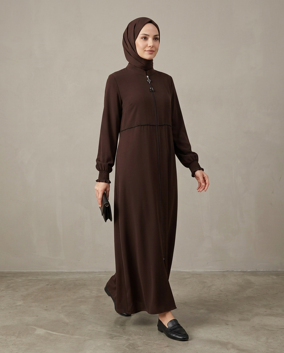 Zümrüt Taş işlemeli Belden Oturtmalı Mevlana Premium Ferace