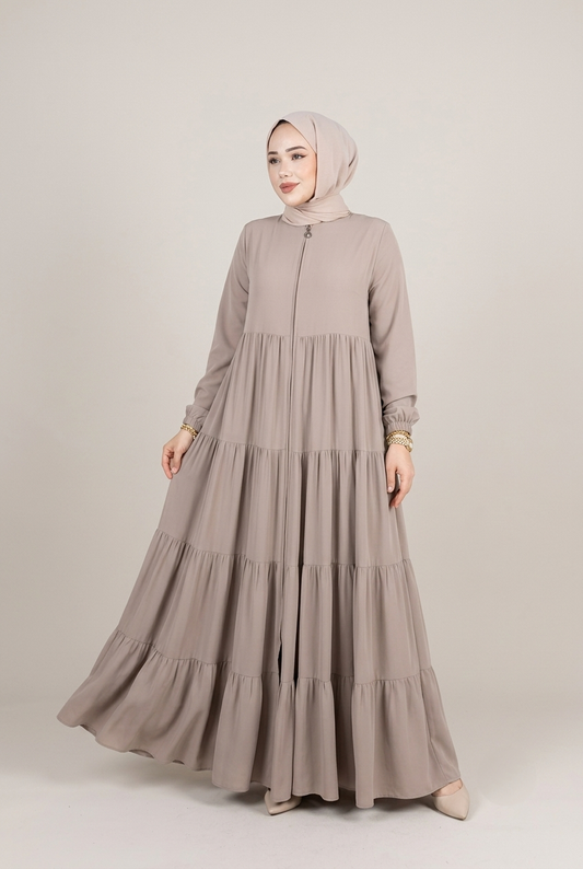 Fırfır Detaylı Modern Elbise / Ferace