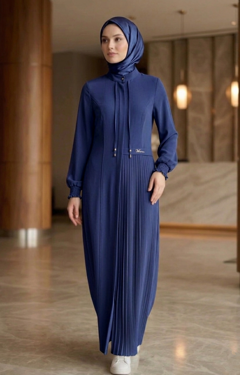 Piliseli Modern Abaya & Elbise - Safir Mavisi