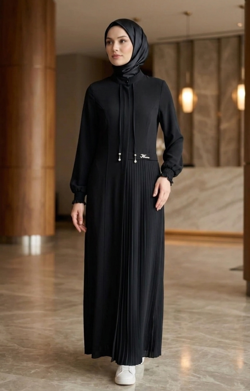 Piliseli Modern Abaya & Elbise - Safir Mavisi