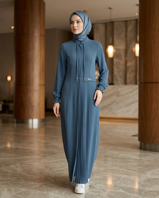 Piliseli Modern Abaya & Elbise - Safir Mavisi