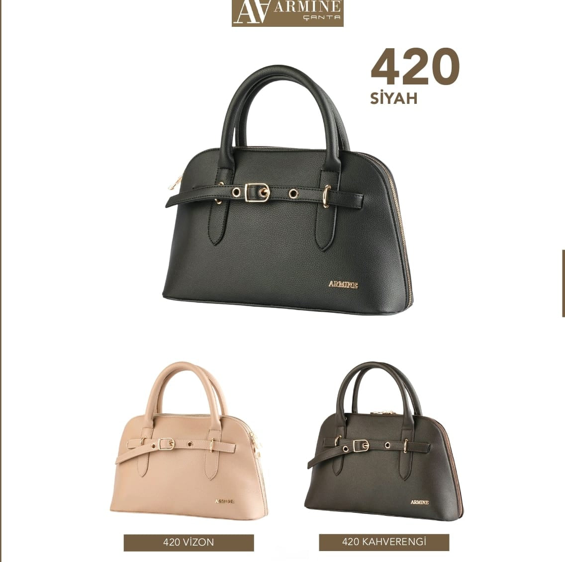 Armine Heritage Kemer Detaylı Premium Deri Görünümlü El ve Omuz Çantası